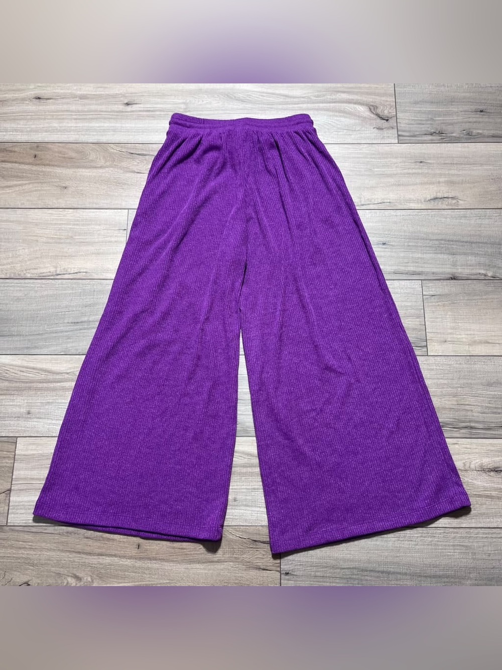 Dear Scarlett Womens Wide Leg Ribbed Pull On Pants Size Large Purple - Picture 10 of 12